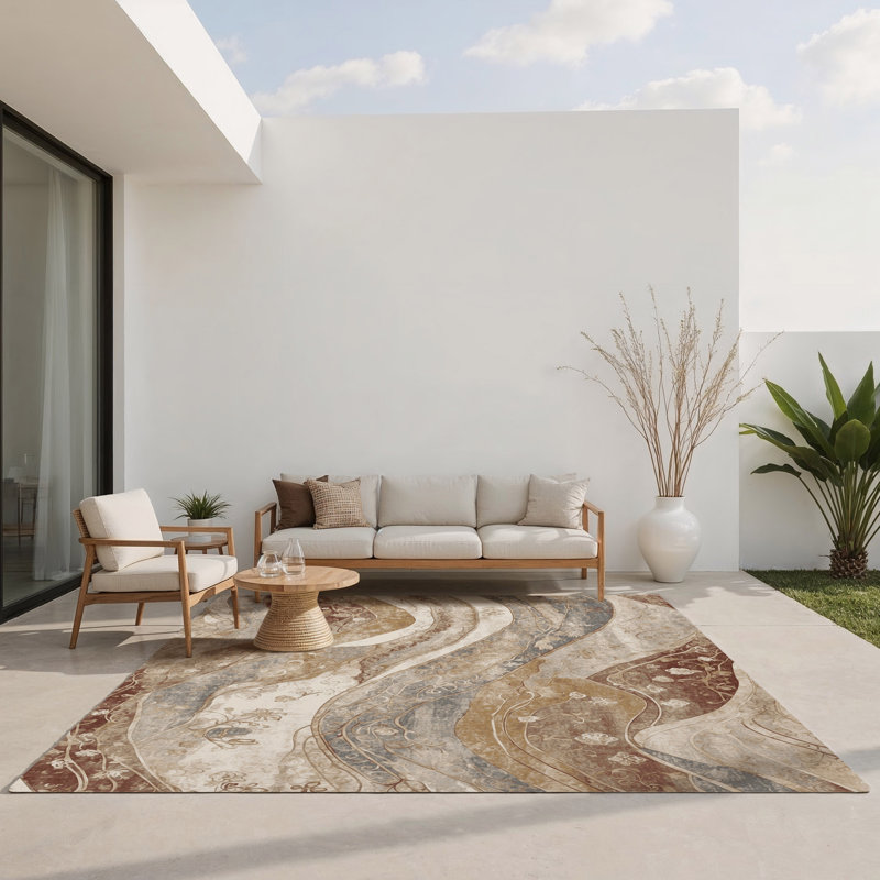 Tapis intérieur et extérieur Serene Tide, Rectangulaire 3 pi x 5 pi