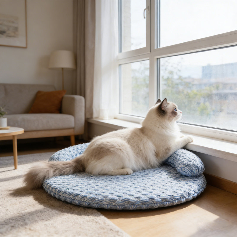 Tapis de refroidissement toutes saisons amovible pour animaux 17,7 x 23,6 po lavable avec coussin antidérapant, bleu, Bleu