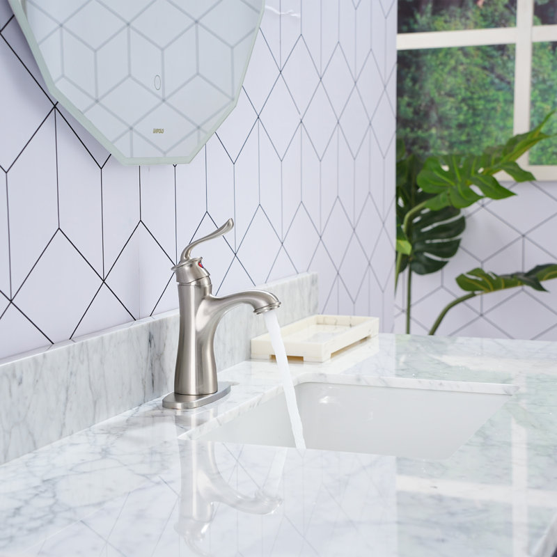 Single-Hole Single-handle Bathroom Faucet with Drain Assembly, Brushed Nickel