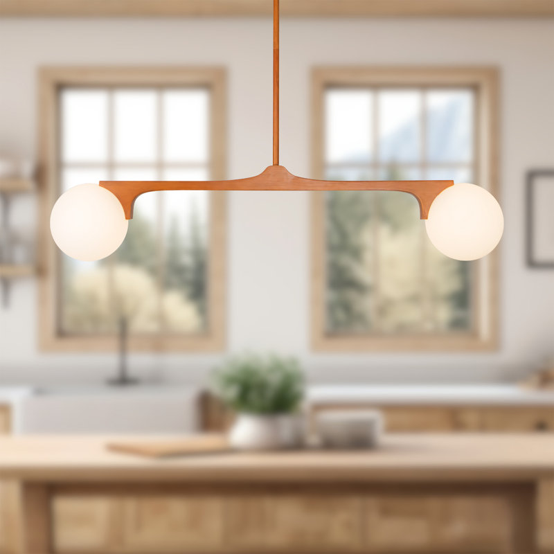 Briar 47-in Gold Linear Pendant, Walnut