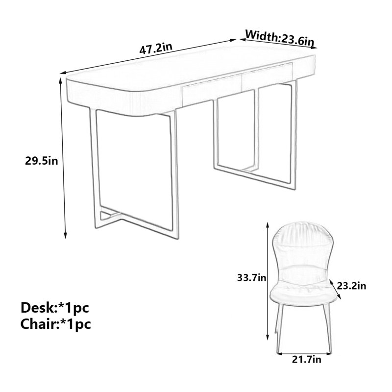 Bureau d'ordinateur, H 29,5 po x l 47,2 po x P 23,6 po