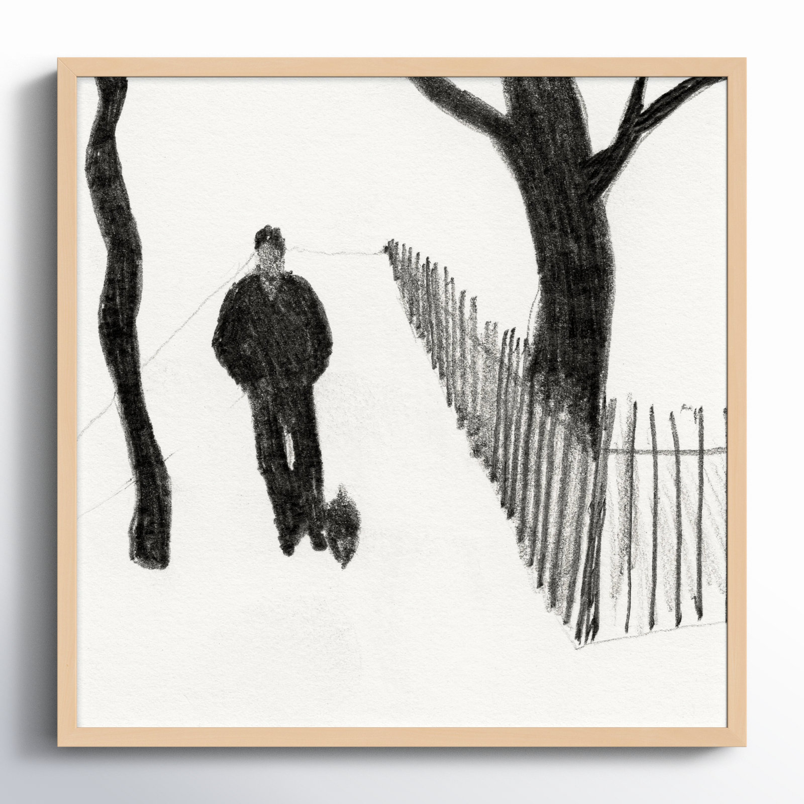 Walking The Dog by Simon Schneiderman, Brown, 16" H x 16" W x 1.25" D