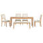Ensemble de table de salle à manger extensible 6 pièces Edison avec finition patinée et sièges rembourrés-121362339-121362337