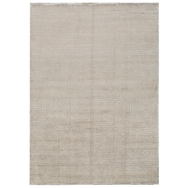 Tapis ivoire et argenté de haute qualité noué à la main Windsom