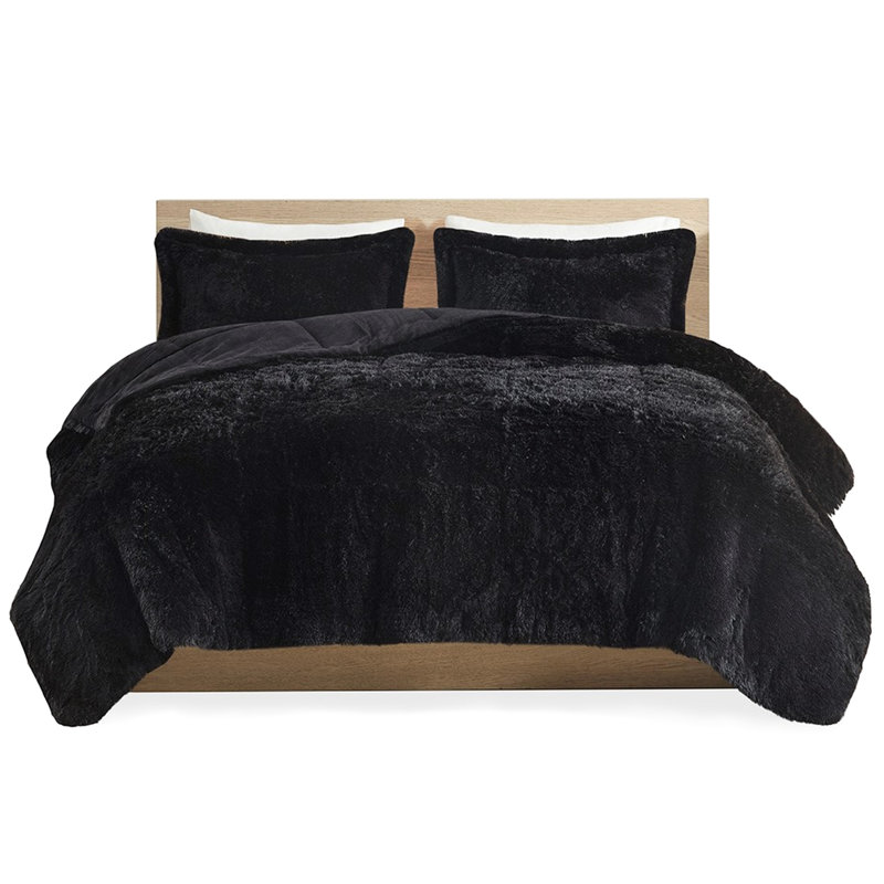 Édredon mini -, noir, fourrure longue et chaude, confort