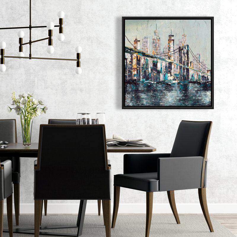 Abstract Bridge Canvas | Blue Frame Home Decor Wall Art