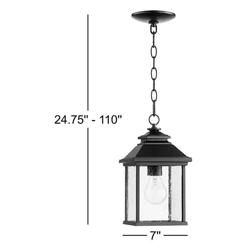 Lanterne suspendue d'extérieur à 1 ampoule de 13 po de haut seulement, Noir