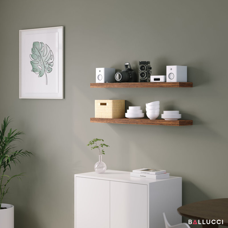 Sydney 36 inch Floating Shelves, Long Mounted Wood Shelves for Wall, Brown