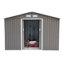Remise de rangement extérieure 9 pi x 6 pi Outsunny, remise en métal pour outils de jardin avec trousse de fondation, double porte verrouillable, bouches d'aération et toit incliné, pour cour, patio, pelouse, gris-98192075-98192077