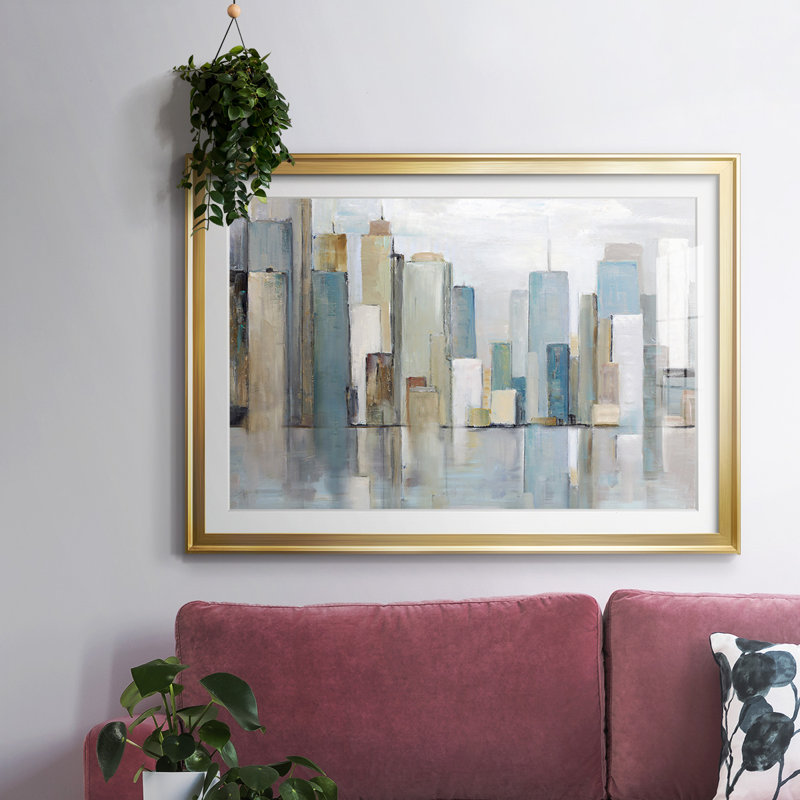 City Reflections, reproduction d'art encadrée, Or, H 19 po x l 27 po x P 1,5 po