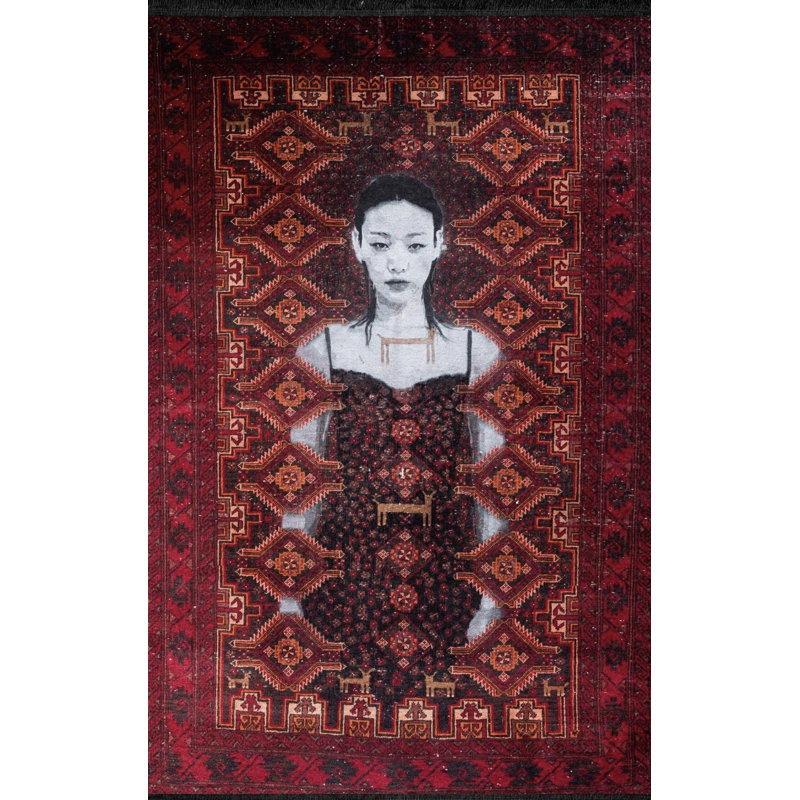 Tapis intérieur / extérieur en polypropylène tissé à la machine Sabu, Rectangle 2 pi 8 po x 5 pi
