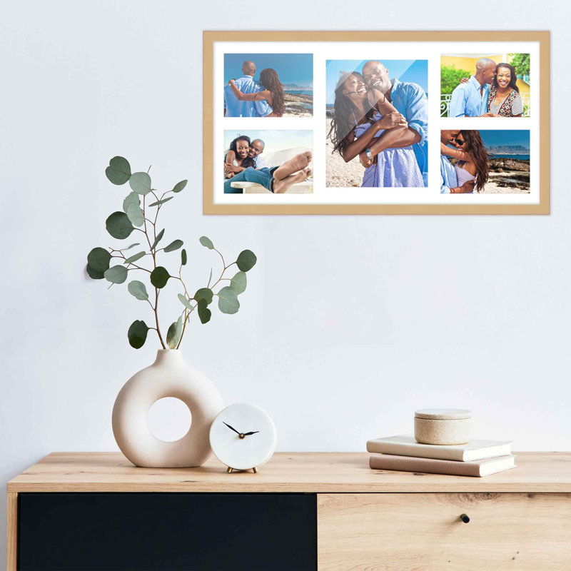 Wood Picture Frame with Mat, Natural/White