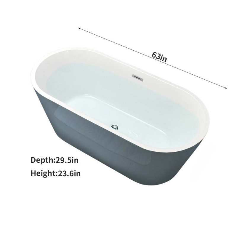 Baignoire simple ovale en acrylique, Gris