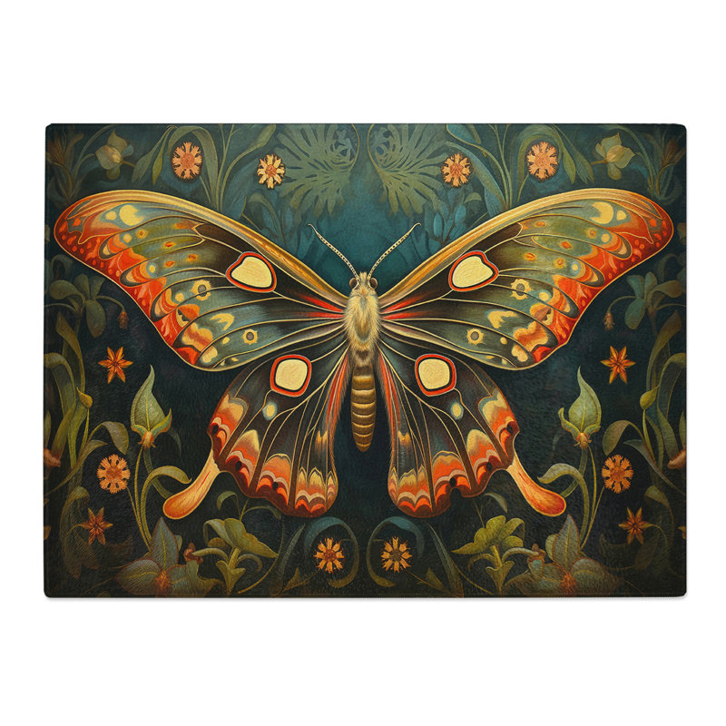 Moth Art Deco  Glass Chopping Board