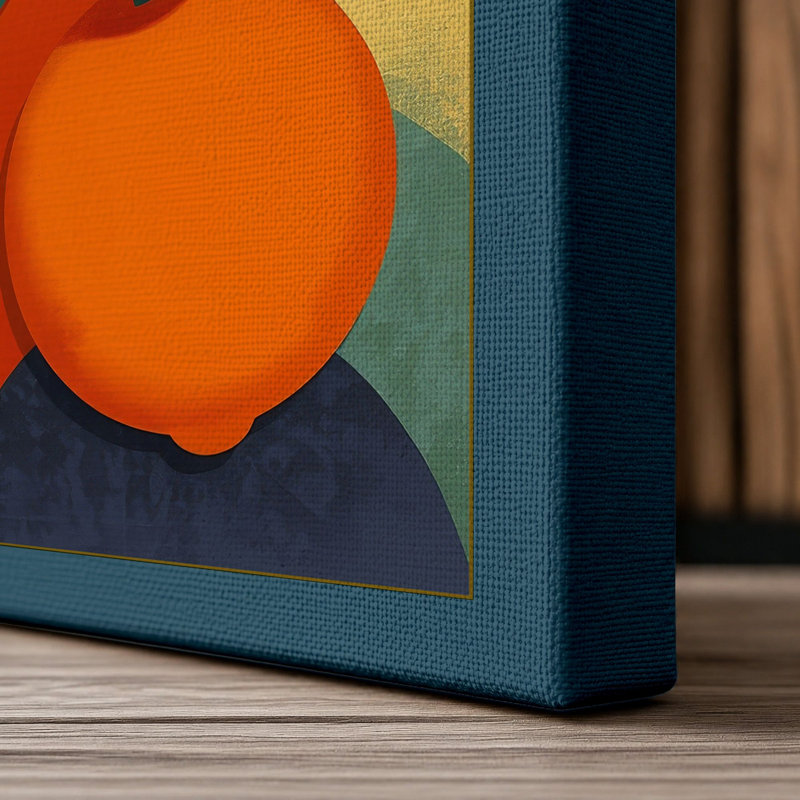 Citrus Study Botanical - Wrapped Canvas, 24x16 - 61.0 x 40.6 cm, Teal Border