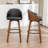Mahtab Modern Set Of 2 Swivel Bar Stools With PU Upholstery And Wood Legs-963480641-963480652