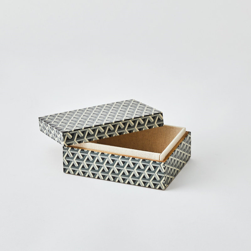 Handmade Rectangle Decorative Box, 3" H x 7.25" W x 5.5" D