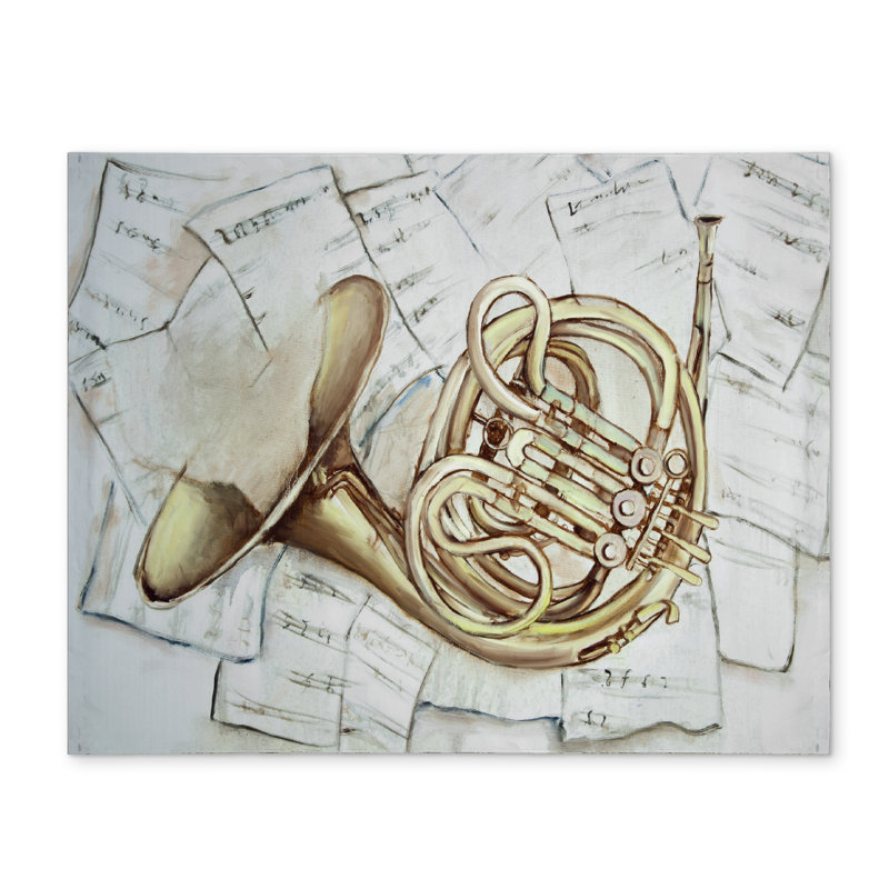 Horn on Music Sheet Polyester Placemat | Bedroom Decor
