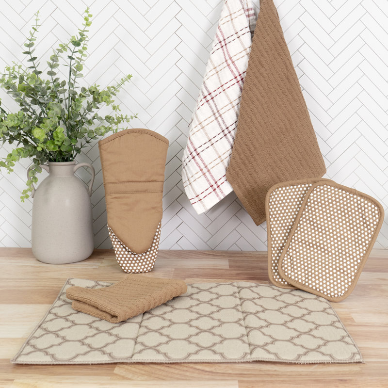 Majesty Beige and Brown 7-Piece Cotton Kitchen Set