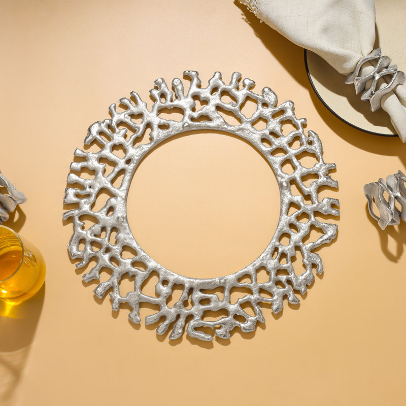 Plat de service métallique argenté, Argent argent