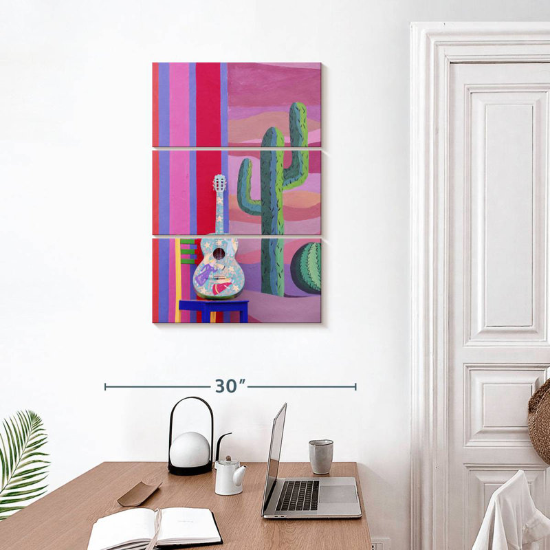 Abarca Guitar And Cactus, 32" H x 20" W