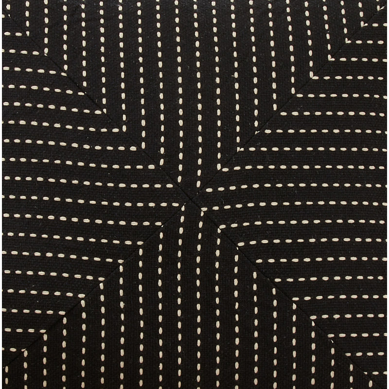 Black and White Cotton Patchwork Stitch Square Throw Pillow, 18"