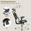 Grande et haute chaise de bureau ergonomique en filet avec support lombaire réglable et appui-tête