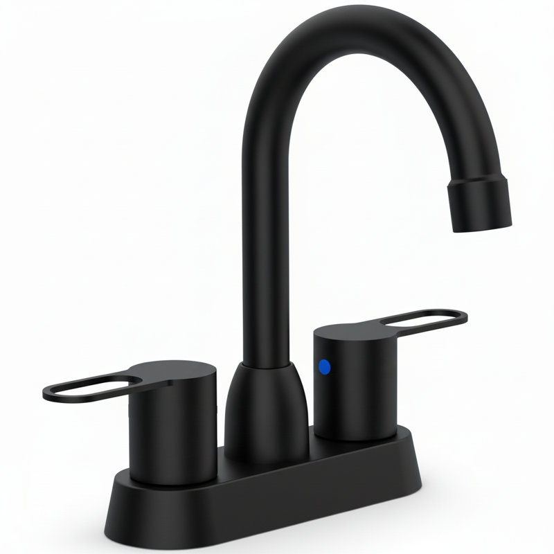High-Arc 2-Handle Centerset Faucet - 4 Inch Matte Black Rv Bathroom Sink Faucet, Matte Black