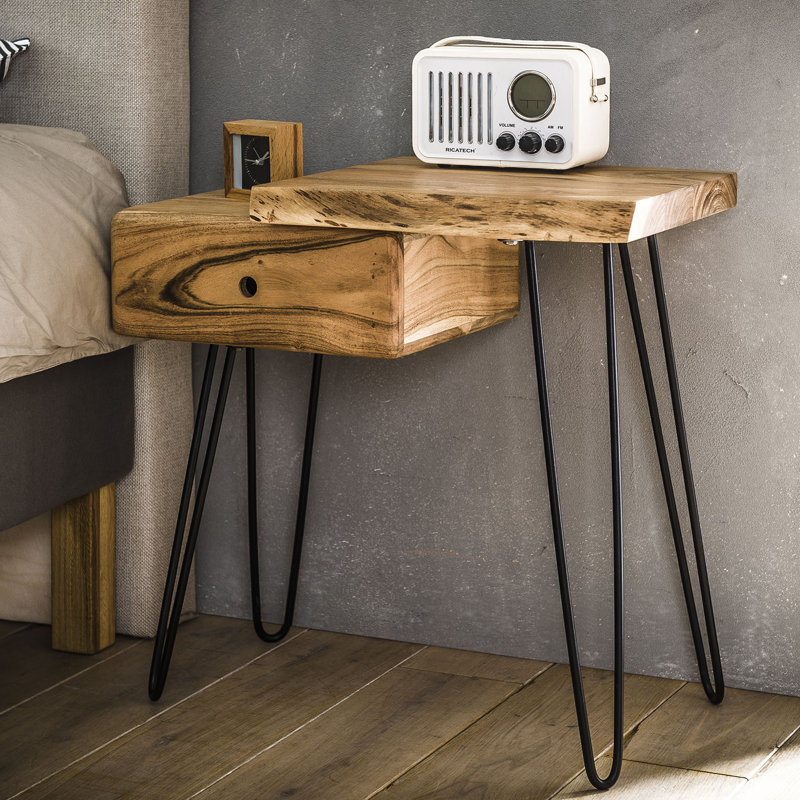 Eberhart 60cm W Metal Bedside Table, Right Orientation
