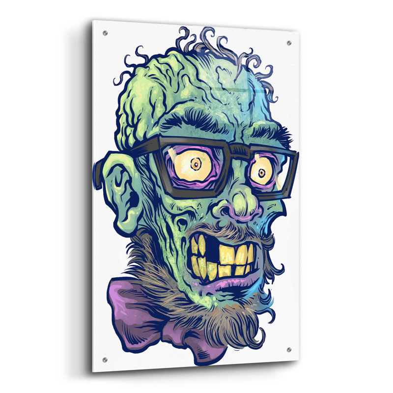 Motif de zombie tête 02 sur plastique / acrylique par Flyland Designs Print, H 36 po x l 24 po x P 0,2 po