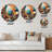 Orange And Blue Geometric Vibrations IV - Abstract Geometric Round Wall Art on Metal-88599076