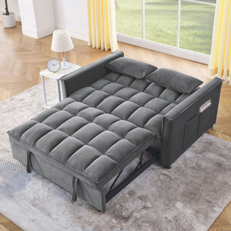 Convertible  Sleeper Sofa with Adjustable Backrest, Gray