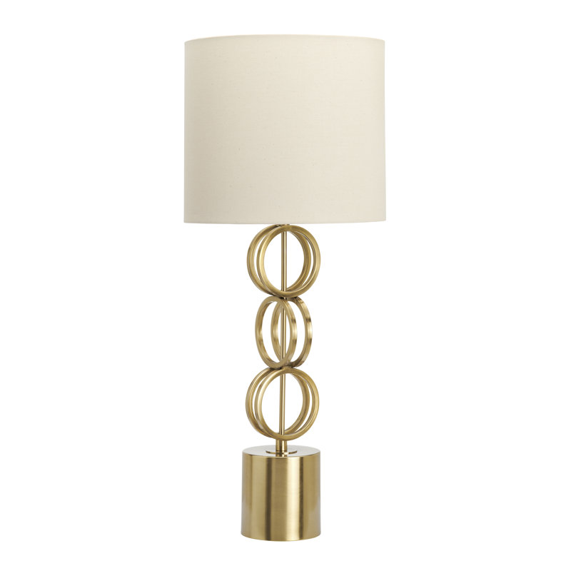 31.5" Metal Table Lamp With Oat Shade