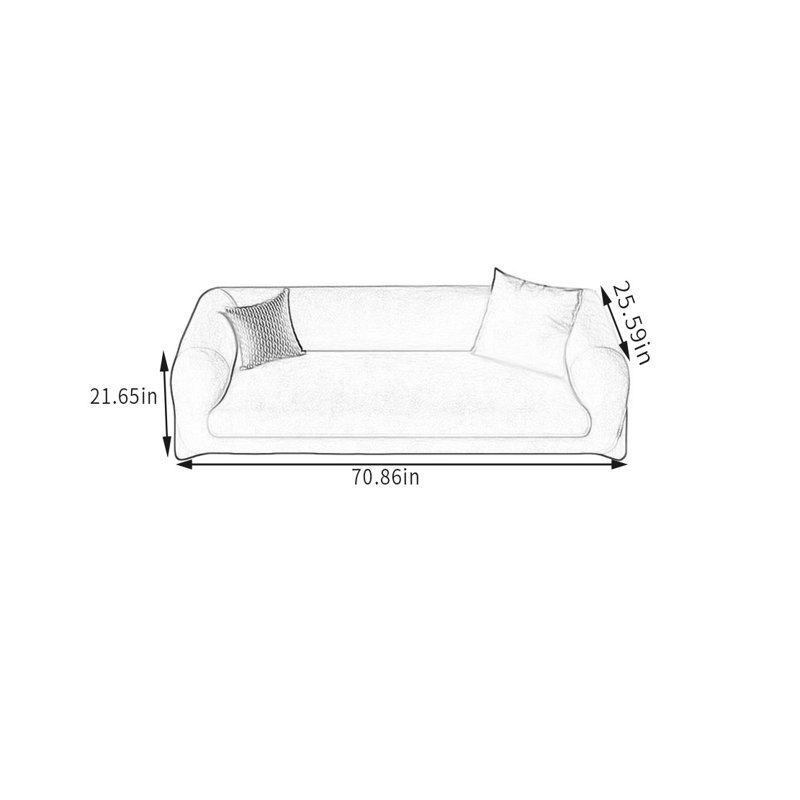 Banc rembourré léger, Orange, H 21,65 po x l 70,86 po x P 25,59 po