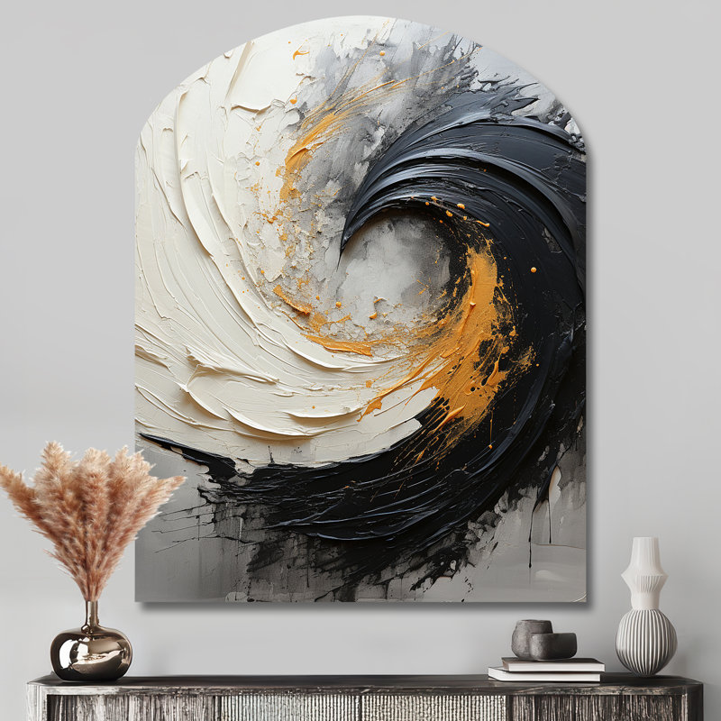 Chisako - spirale abstraite asymétrique, décoration murale en métal, H 43 po x l 33 po