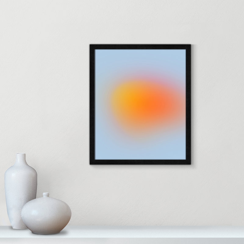 " Neon Orange Glow " by My Mind, Black Slim Unmatted Picture Framed, 19" H x 16" W x 1.25" D  