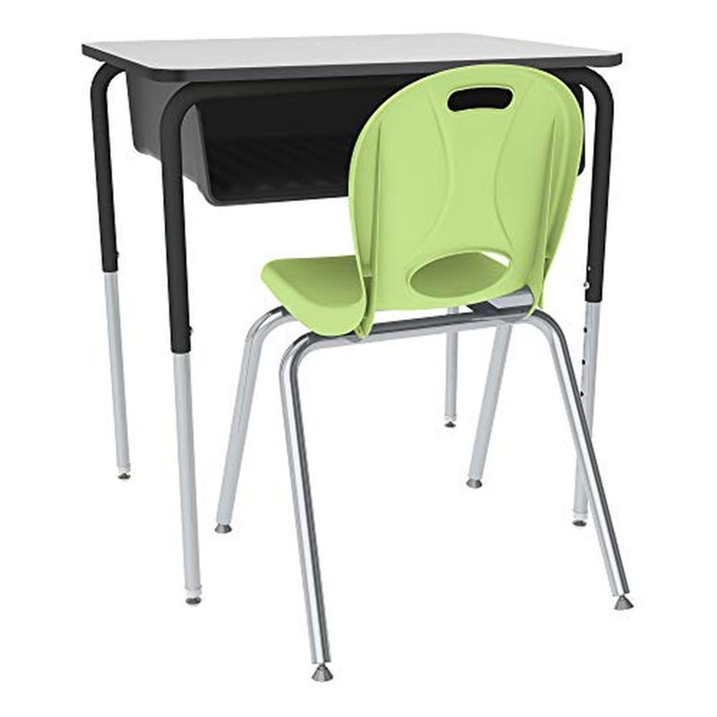 Structure Series Plastic Stacking Classroom Chairs with Contoured Seats (Set of 4), Vert pomme, 14 po, 4