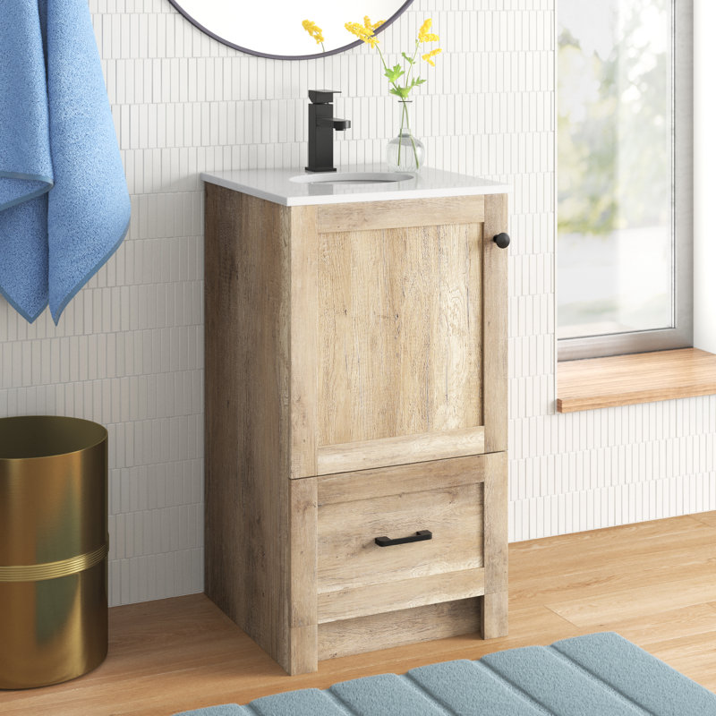 Ensemble de meuble-lavabo simple 19 po Soma, Chêne naturel, Blanc