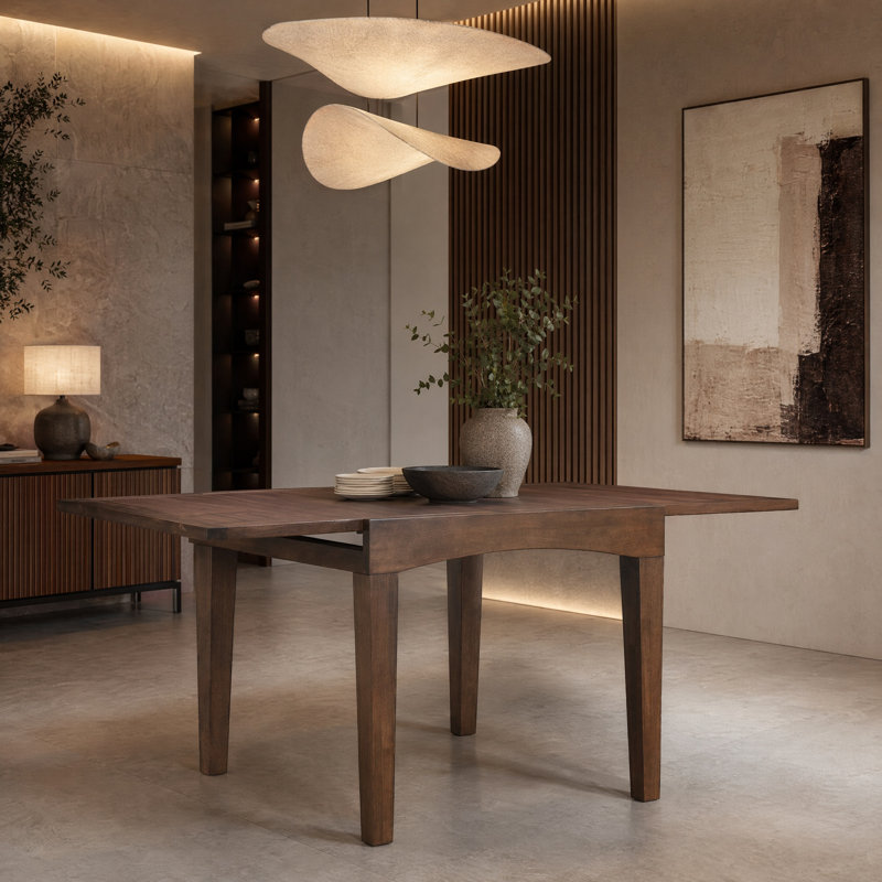 Extendable Solid Wood Base Dining Table, Walnut
