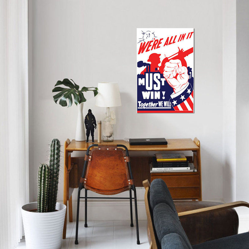 « wwii propaganda poster i », affiche rétro sur toile, Papier d'art encadré noir, Blanc, H 24 po x l 16 po x P 1 po