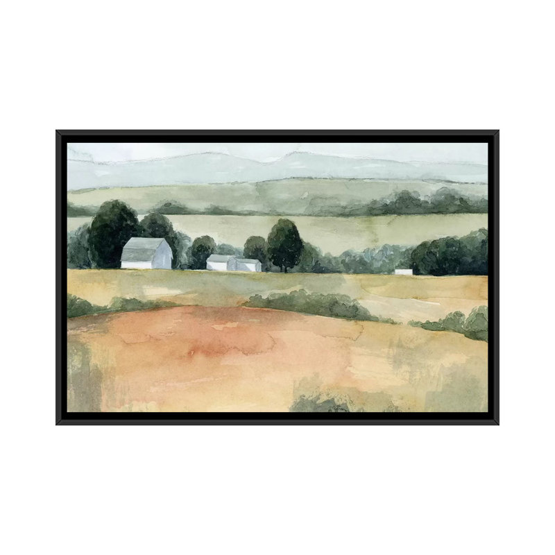 « Family Farm I » par Grace Popp, reproduction d’art, Toile avec cadre noir, Pas de tapis, H 18 po x l 26 po x P 1,5 po