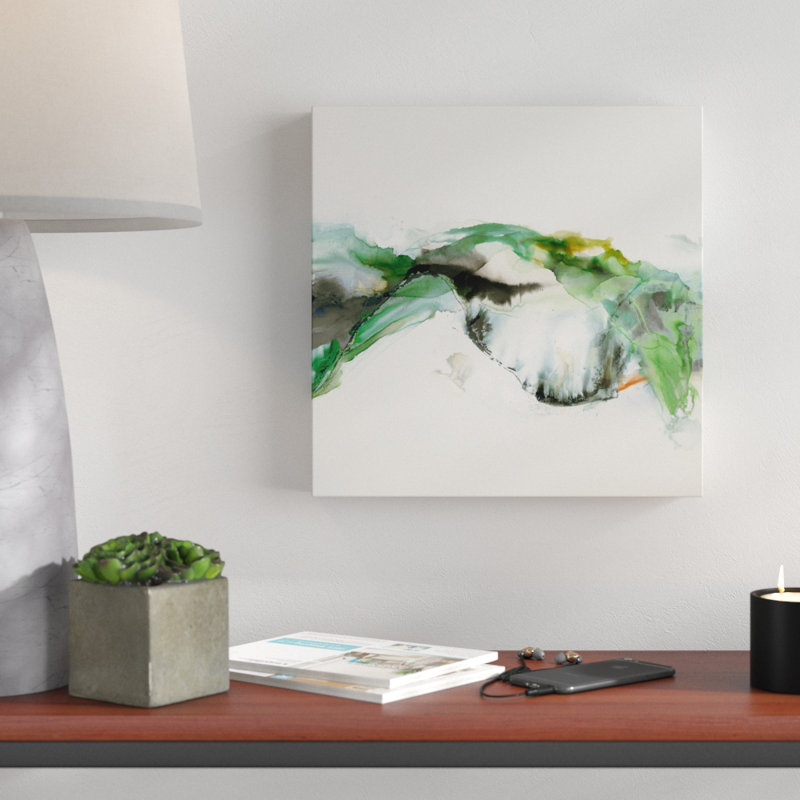 « ua ch green terrain », peinture sur toile tendue, H 14 po x l 14 po x P 2 po