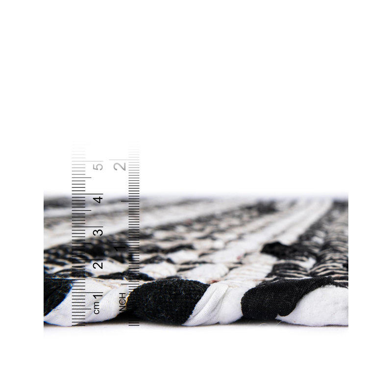 Tapis géométrique en jute / coton tissé à plat à la main Delannie, Chemin de table 1 pi 2 po x 8 pi