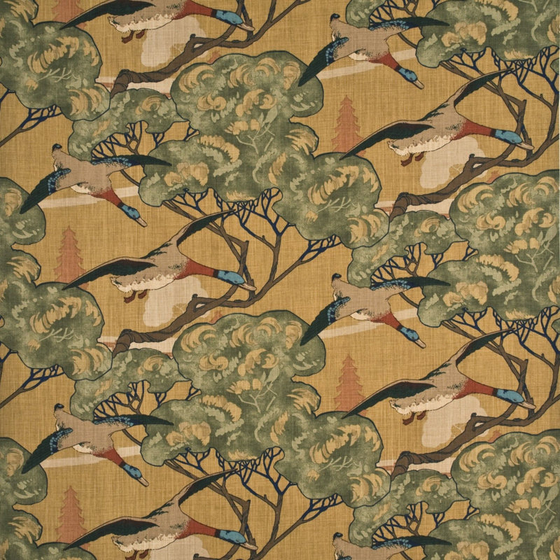 Icons Flying Ducks Performance Fabric, Red/Blue