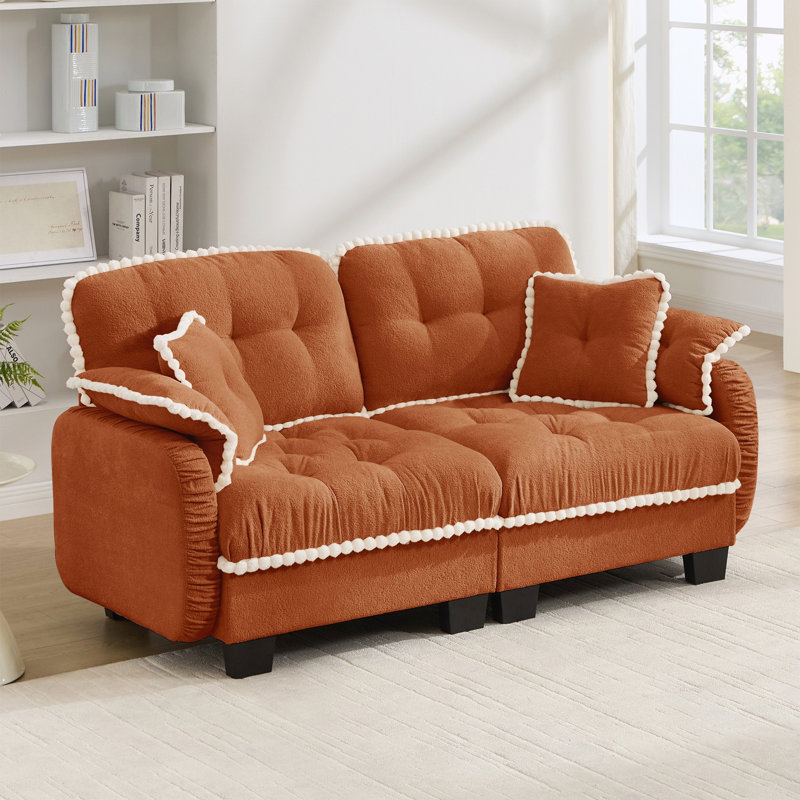 Canapé-causeuse avec 4 coussins, siège profond facile à assembler pour le bureau du salon, Orange