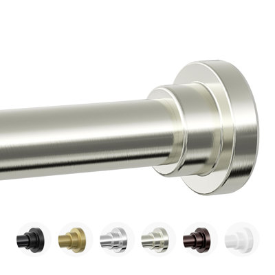 Tringle de rideau de douche, tringle de douche à tension robuste de 1 po de diamètre, tringle à rideau de douche antidérapante réglable de 28 à 74 po à tension de ressort pour salle de bain, cabine de douche, sans rouille, nickel brossé