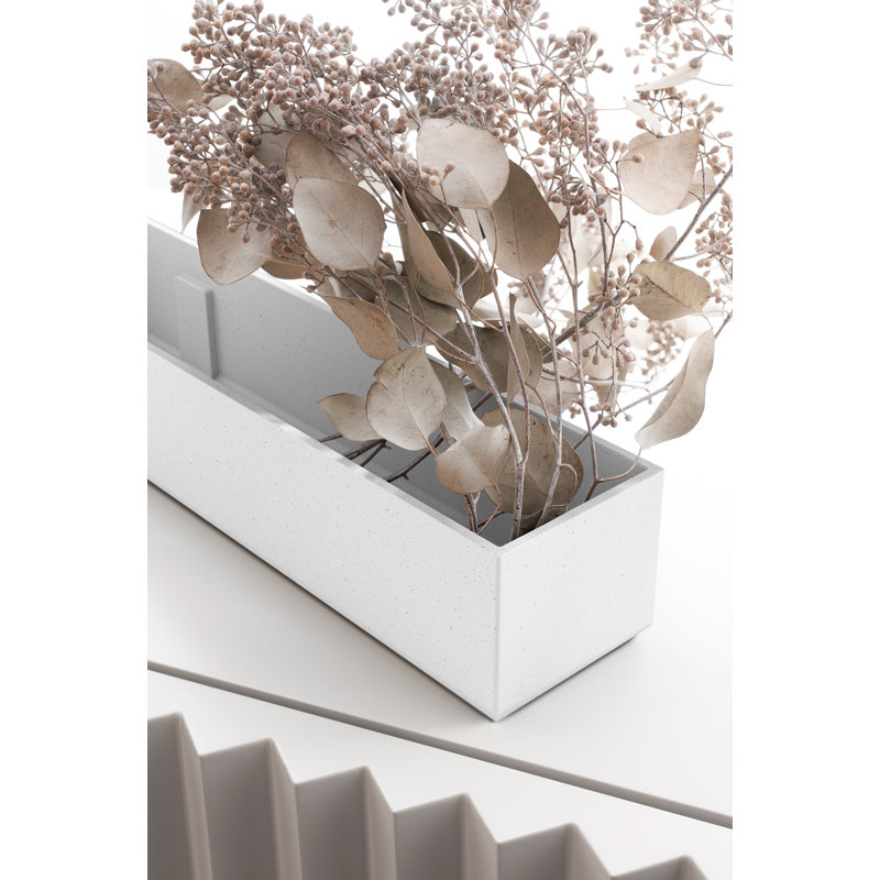 White Plastic-Stone Composite Short Planter Box