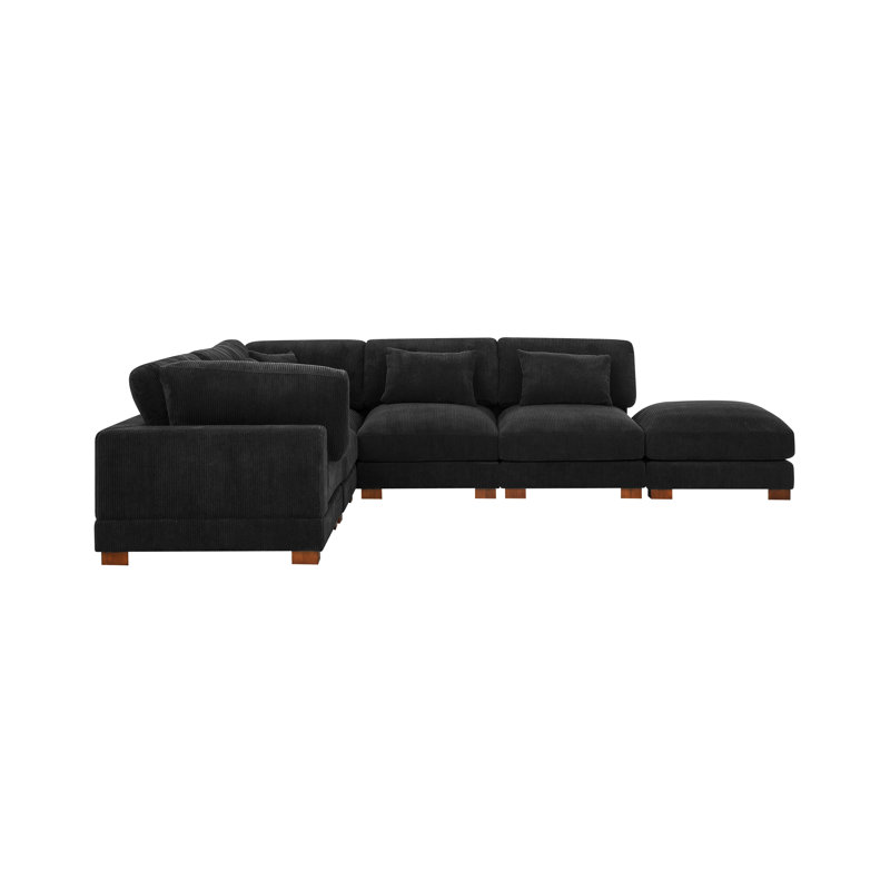 Moonwallow Modular Sectional, Black Corduroy