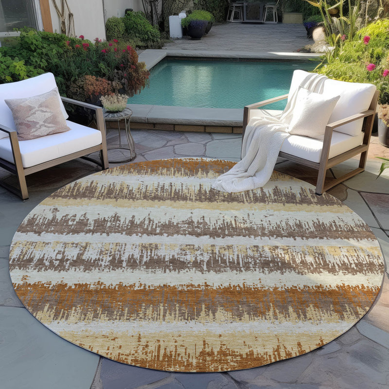 Nyelle Mocha Washable Indoor-Outdoor Rug - , 8' x 8'