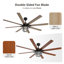 Ventilateur de plafond à hélice réversible de style ferme de 168 cm (66 po) avec trousse d'éclairage, 3 tiges de suspension et télécommande